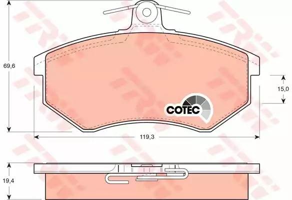 Колодки тормозные VW Passat B3,B4 AUDI 80 передние (4шт.) TRW GDB826 TRW