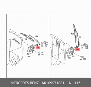 ВТУЛКА РЫЧАГА ЩЕТКИ СТЕКЛООЧИСТИТЕЛЯ MERCEDES A0109971881 MERCEDES BENZ
