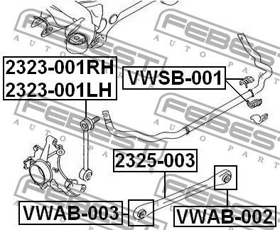 Втулка задн стабилизатора (половинка) AUDI Q7, VW TOUAREG (7L/7P) VWSB-001 VWSB-001 FEBEST
