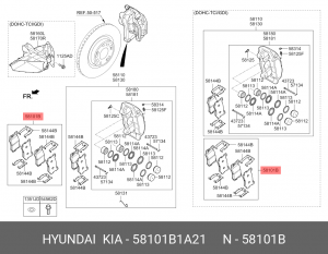 Колодки тормозные HYUNDAI Genesis (14-) передние (4шт.) OE 58101B1A21 HYUNDAI KIA