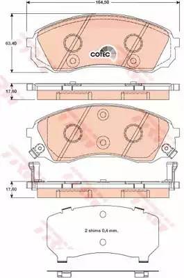 Колодки передние HYUNDAI H1 (TQ), KIA CARNIVAL III (VQ) GDB3448 GDB3448 TRW