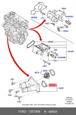 Прокладка FORD Focus (HXDA/HXDB/SIDA) термостата OE 1 557 898 FORD