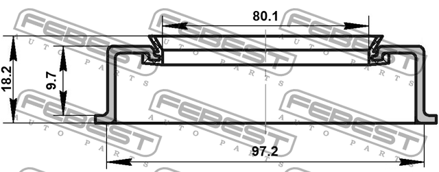 САЛЬНИК СТУПИЧНЫЙ ПЕРЕДНИЙ 80.1X97.2X9.7X18.2 95ADY-82971018X 95ADY-82971018X FEBEST