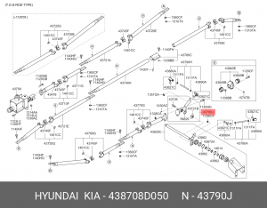 Тяга рычага КПП с шарниром UNIVERSE 438708D050 HYUNDAI KIA