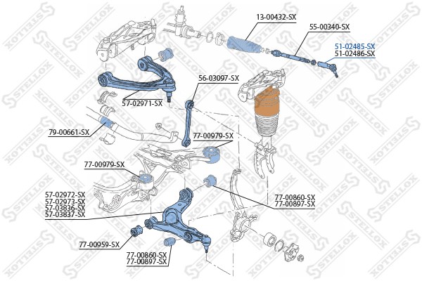 наконечник рулевой левый! VW Touareg all 03> 51-02485-SX STELLOX