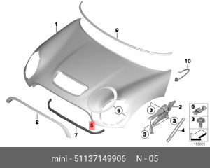 Декоративная розетка фары П R55.56.57 51137149906 51137149906 BMW
