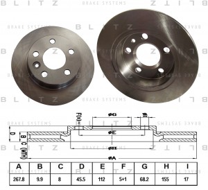 FORD GALAXY/VW SHARAN 95> 268x10x5 BS0118 BLITZ