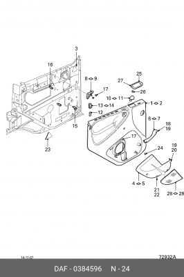 клипса обшивки двери!\ DAF 0384596 DAF