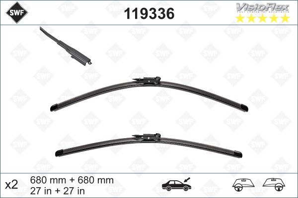 Щетка стеклоочистителя FORD Mondeo 5 (13-) 680/680мм комплект Visioflex SWF 119336 SWF