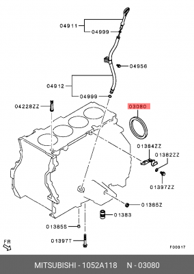 Сальник коленвала MITSUBISHI Galant (88-92) задний OE 1052A118 MITSUBISHI