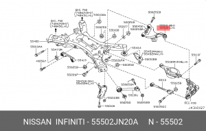 рычаг передний !правый\ NISSAN ALTIMA 2001/08-2006/09 55502-JN20A NISSAN