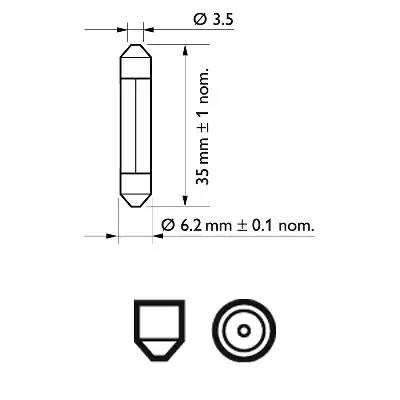 Лампа 12V C3W SV6 PHILIPS 12848CP PHILIPS