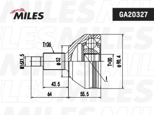 ШРУС наружный VW Polo Sedan / Skoda Rapid (NH3) МТ/АМТ GA20327 GA20327 MILES