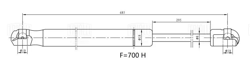 Упор газовый (амортизатор) ГАЗ 2217 Соболь (зад. двери) (GS 0303) GS0303 TRIALLI