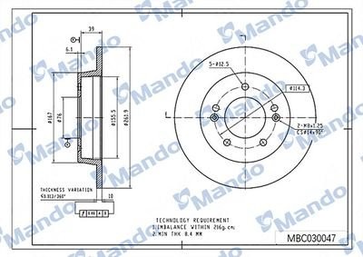 Диск тормозной HYUNDAI i40 (11-) задний (R17) (1шт.) MANDO MBC030048 MANDO