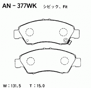 Колодки тормозные дисковые передние HONDA JAZZ III (GE,GG,GP) 08 AN-377WK AN377WK AKEBONO