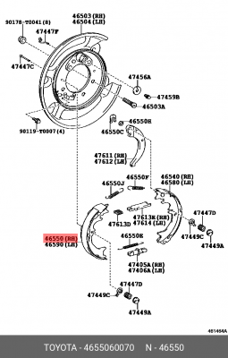 Колодка тормоза 4655060070 Toyota 46550-60070 TOYOTA