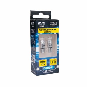 к-т ламп! светодиодных C026 T10 (W2.1x9.5D) CANBUS 3W PSB, блистер 2шт, белый\ A78440S AVS