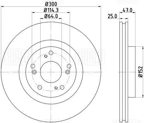 Диск торм. Honda Civic VIII (06-)/CR-V (02-) перед. d=300 (DF 263911) DF263911 TRIALLI