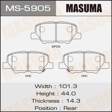 колодки дисковые задние !\ Mazda 6, Mitsubishi Outlander 2.0/2.4i 12> MS5905 MASUMA