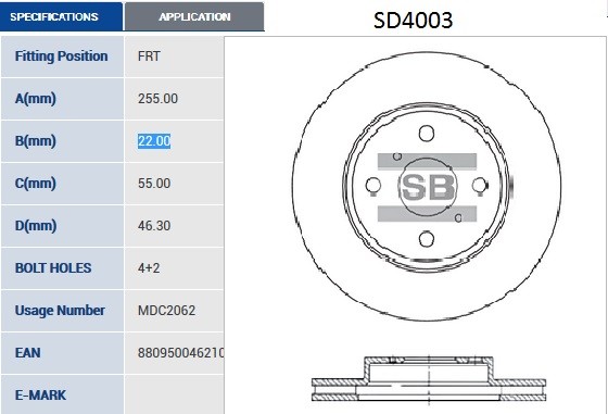 Диск тормозной передний TOYOTA YARIS (P9) 05- SD4003 SD4003 SANGSIN