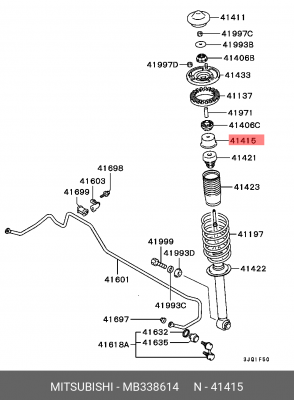 отбойник заднего амортизатора!\ Mitsubishi Colt/ Eclipse/Galant/Lancer/Pajero 90 MB338614 MITSUBISHI