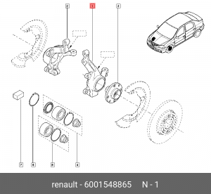 кулак поворотный левый! с ABS\ Renault Logan/Sandero 1.4/1.6/1.5dCi 04> 6001548865 RENAULT