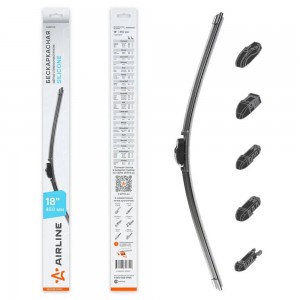 Щетка стеклоочистителя бескаркасная Silicone 450мм 5 адаптеров AWBBS006 AIRLINE