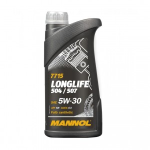 Масло моторное MANNOL Longlife 504/507 7715 5W-30 SN C3 синтетическое 1 л (VW, A MN7715-1 MANNOL