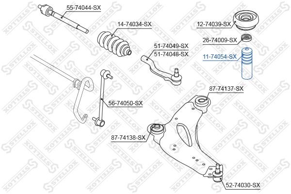 отбойник-пыльник амортизатора переднего!\ Nissan Primastar X83 02> 11-74054-SX STELLOX