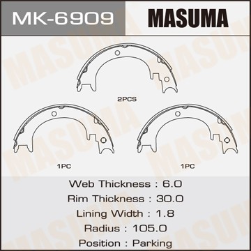 колодки барабанные ручника!\ Mitsubishi Pajero/Montero 00> MK6909 MASUMA