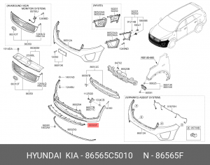 Накладка бампера KIA Sorento (15-) переднего нижняя №2 (CR COAT'G) OE 86565C5010 HYUNDAI KIA