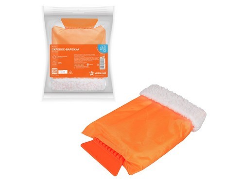 Скребок для льда 23х16см с варежкой оранжевый AIRLINE AB-Q-01 AIRLINE