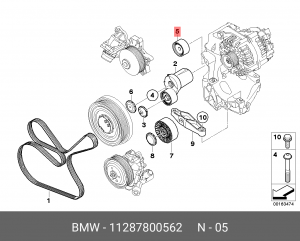 ролик обводной!\ BMW E60/E61/E81/E82/E87/E88/E90/E91 1.8-2.3D 07> 11 28 7 800 562 BMW