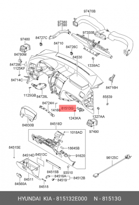 Замок HYUNDAI Tucson (04-) ящика перчаточного OE 815132E000 HYUNDAI KIA