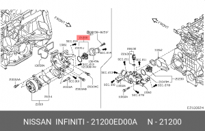 термостат!\Nissan Juke/Tiida/Xtrail 07> 21200ED00A NISSAN