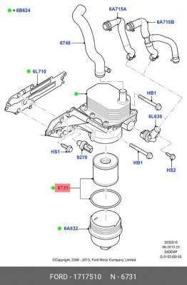 Фильтр масляный FORD Transit (06-),Mondeo (ЗАМЕНА НА 2385702) OE 1717510 FORD