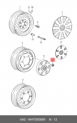 SPRINTER (2006>)/CRAFTER (2006>) M14X18X1,5/Сквозная/плоская WHT 000 889 VAG