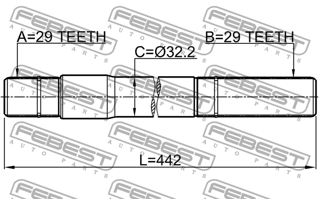 Полуось правая JEEP GRAND CHEROKEE III 2004-2010 2012-GRCHRH 2012GRCHRH FEBEST