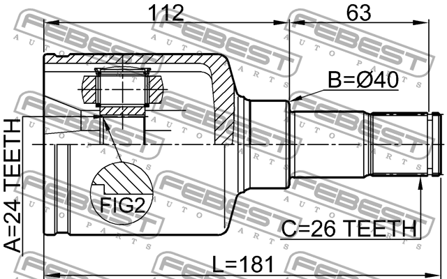 ШРУС внутренний FORD Transit (02-) левый FEBEST 2111-TC7LH FEBEST