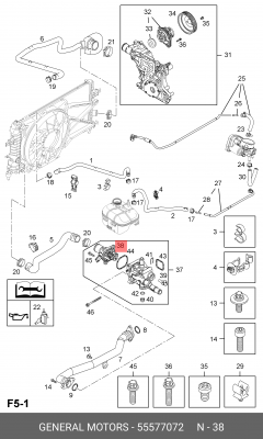 Термостат OPEL в сборе OE 55577072 GENERAL MOTORS