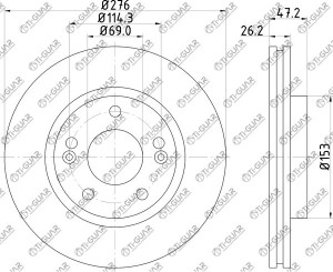TG-51712-26000 Диск тормозной TG-51712-26000xTI-GUAR перед HYUNDAI SANTA FE 01-0 TG5171226000 TI GUAR
