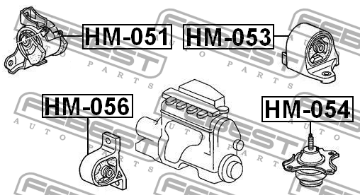 Подушка двигателя передняя AT HM-056 FEBEST