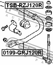 Втулка стабилизатора TOYOTA LAND CRUISER PRADO GRJ12,KDJ120,KZJ120,LJ12,RZJ12,TR TSB-RZJ120R FEBEST