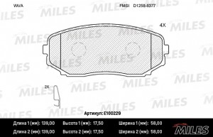 Колодки тормозные передние (без датчика) (Смесь Semi-Metallic) (MAZDA CX-7/CX-9  E100229 MILES