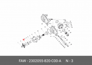 Сальник FAW 3250 6х6 хвостовика редуктора переднего моста OE 2302055-820-C00-A FAW