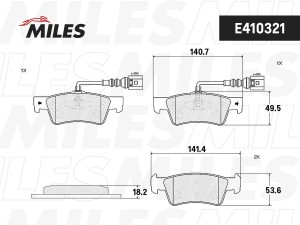 Колодки тормозные задние с датчиком (Смесь Low-Metallic) VOLKSWAGEN TOUAREG 02-1 E410321 MILES