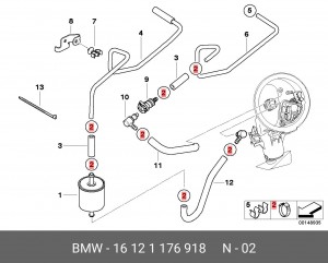 Шланговый зажим 16121176918 16 12 1 176 918 BMW