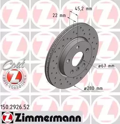 ДИСК ТОPМОЗНОЙ 150.2926.52 ZIMMERMANN
