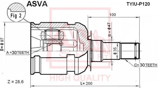 ШРУС ВНУТРЕННИЙ 30x47x30 [12] TYIUP120 TYIU-P120 ASVA